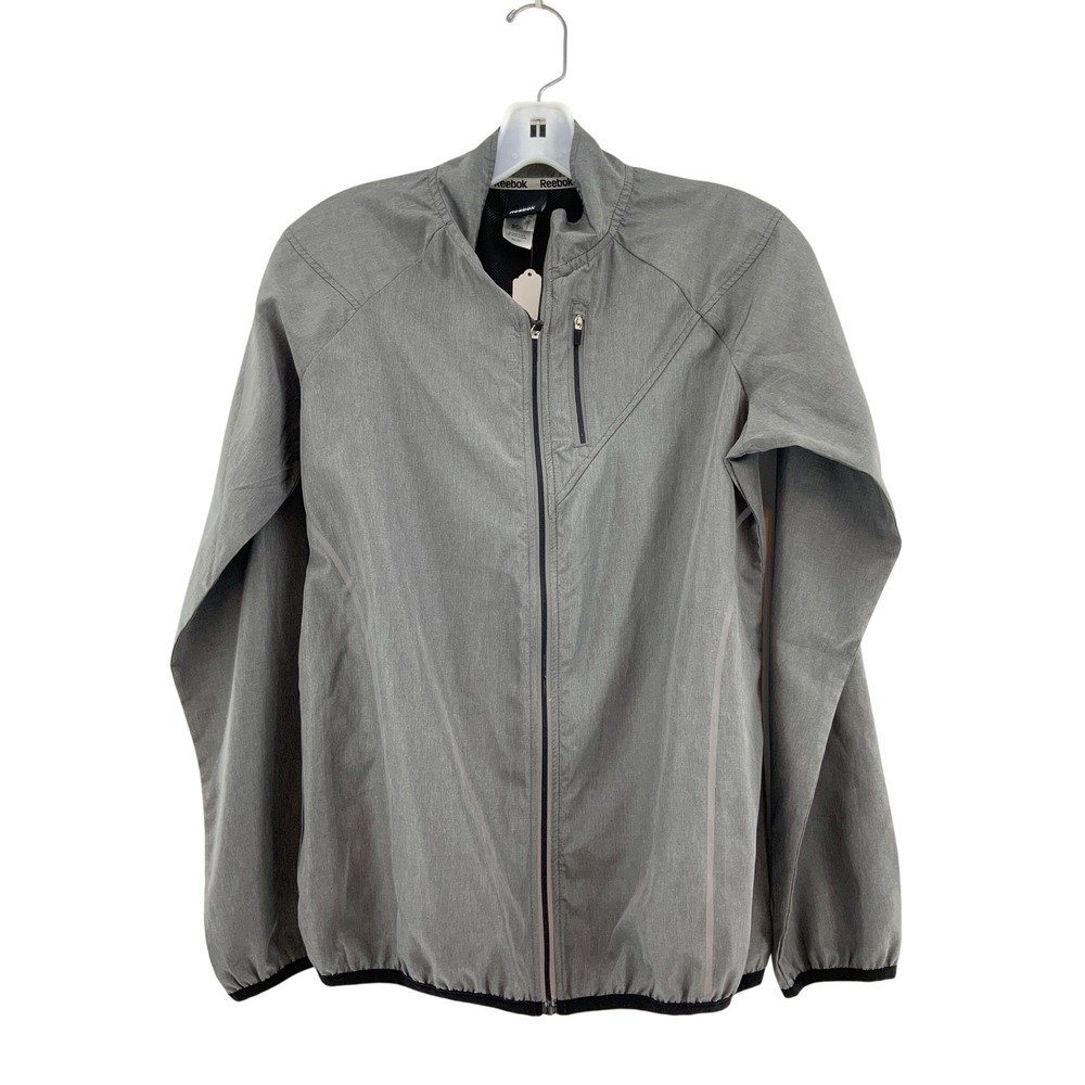 Reebok Womens Heather Grey Full Zip Mesh Lined Track Jacket Size S‎ Small